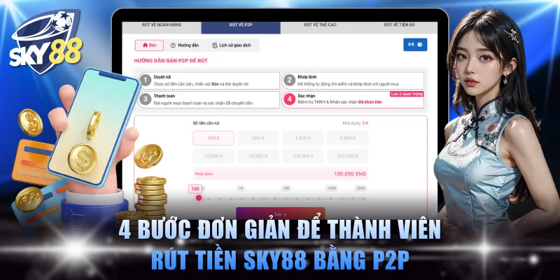4 bước đơn giản để thành viên rút tiền SKY88 bằng P2P